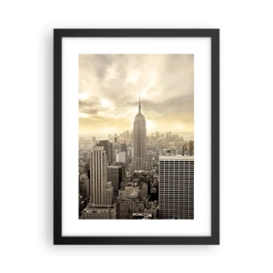 Poster în ramă neagră - New York țesut din gri - 30x40 cm