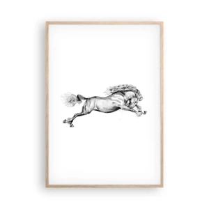 Poster în ramă de stejar deschis - Oprit din galop - 70x100 cm