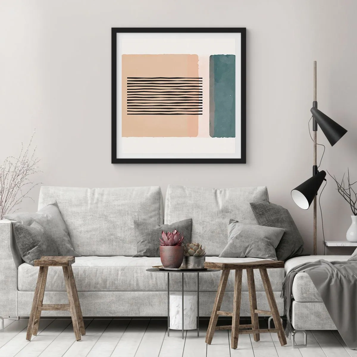 Poster în ramă neagră - Totul este în regulă - 50x50 cm