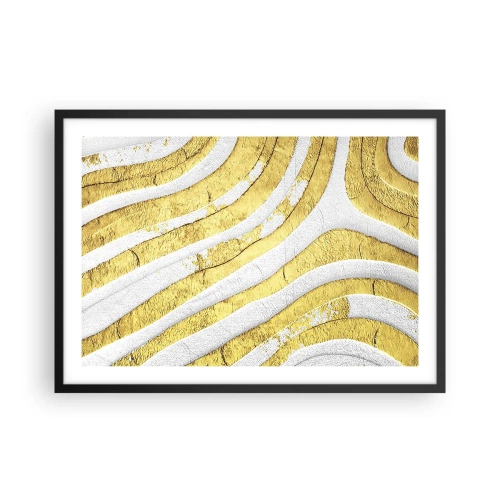 Poster în ramă neagră - Compoziția în alb și auriu - 70x50 cm