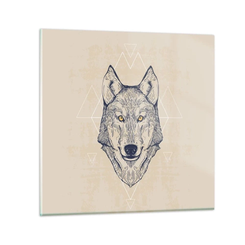 Tablou pe sticlă - Un alfa cu o privire pătrunzătoare - 30x30 cm