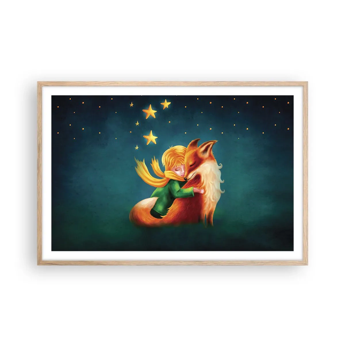 Poster în ramă de stejar deschis - Micul Prinț - 91x61 cm