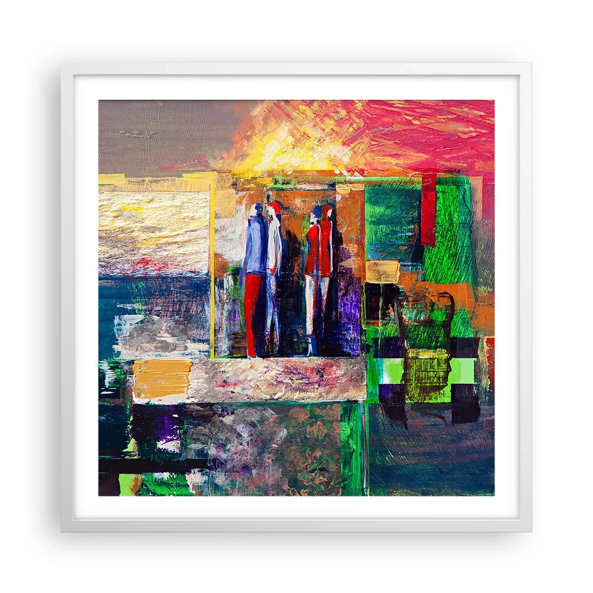 Poster în ramă albă - Relații și emoții - 60x60 cm