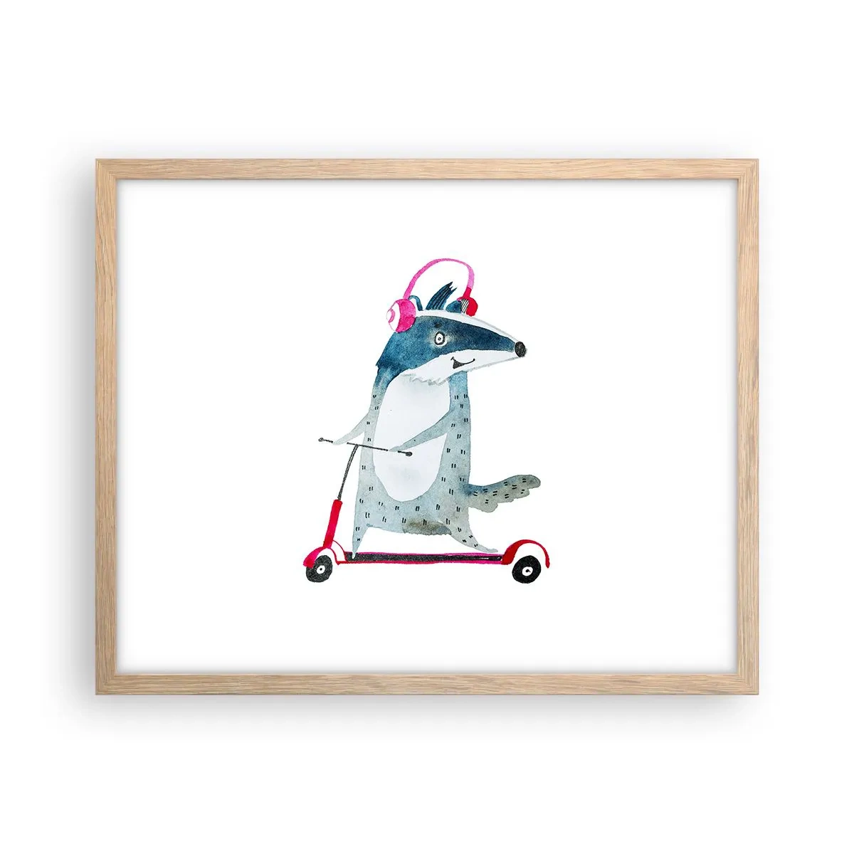 Poster în ramă de stejar deschis - Bucurie de bursuc - 50x40 cm