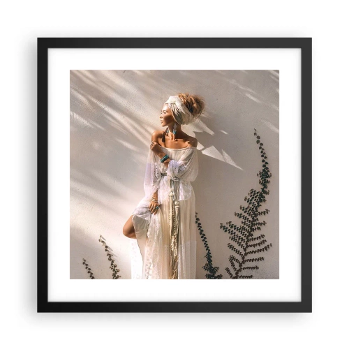 Poster în ramă neagră - Soarele și fata - 40x40 cm