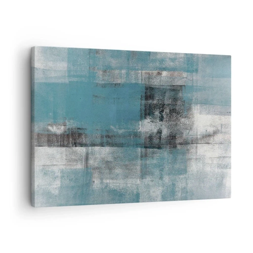 Tablou pe pânză Canvas - O compoziție abstractă în nuanțe de albastru, cu textură și straturi. - 70x50cm - Apă și aer - Decorațiune modernă pentru perete pentru living și dormitor ARTTOR