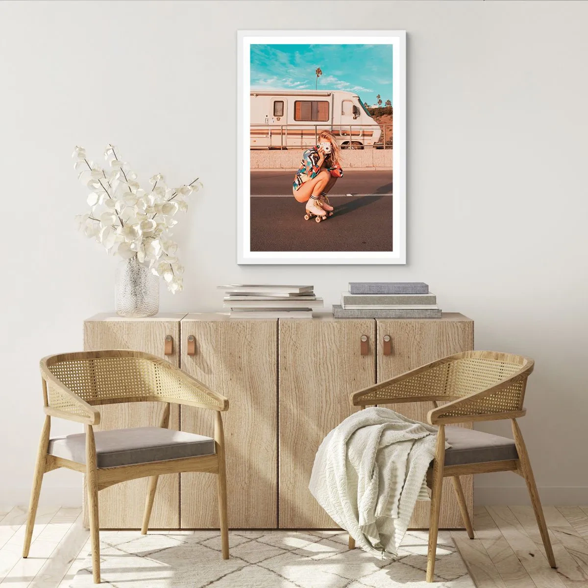 Poster în ramă albă - Zâmbiți, vă rog! - 70x100 cm