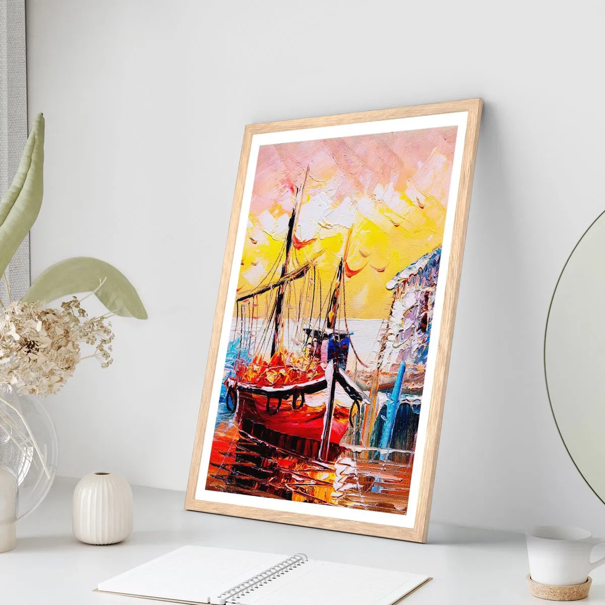 Poster în ramă de stejar deschis - Întoarcere fericită - 40x50 cm