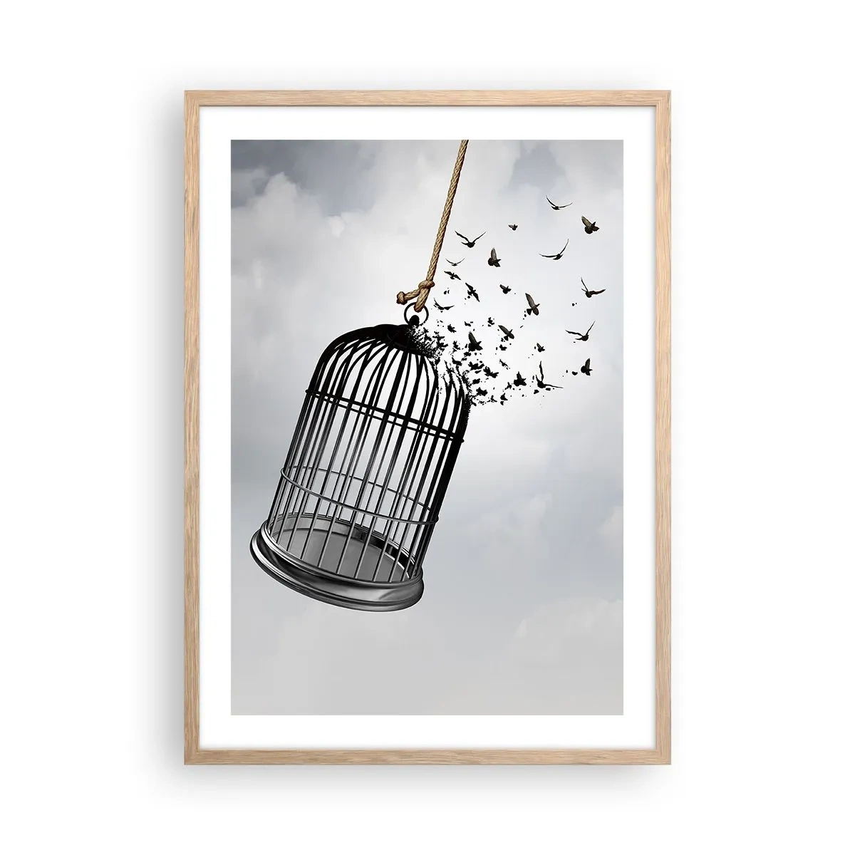 Poster în ramă de stejar deschis - Credință...Speranță...Libertate! - 50x70 cm