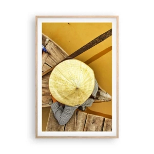 Poster în ramă de stejar deschis - Viața pe râul galben - 61x91 cm