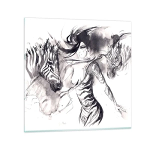 Tablou pe sticlă - Dansând cu zebrele - 30x30 cm