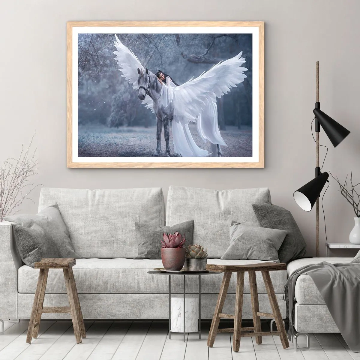 Poster în ramă de stejar deschis - Moment inspirat - 91x61 cm