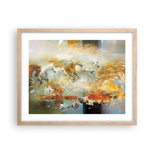 Poster în ramă de stejar deschis - Galopând prin lumină - 50x40 cm