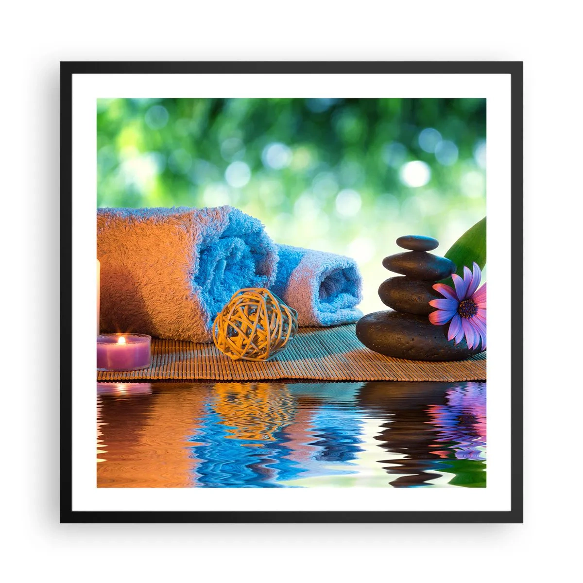 Poster în ramă neagră - Timp pentru corp - 60x60 cm