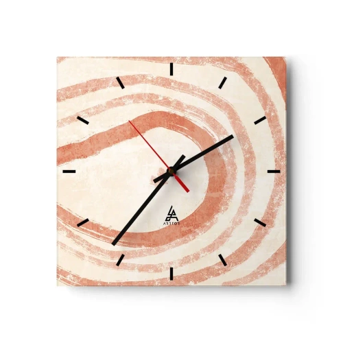 Ceas de perete - Ceas pe sticlă - Cercuri de corali - compoziție - 30x30 cm