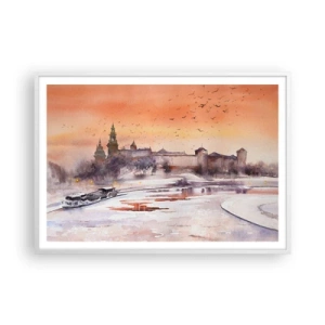 Poster în ramă albă - Apus de soare regal - 100x70 cm