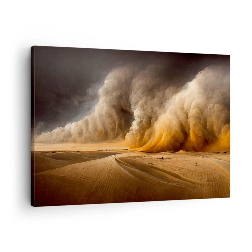 Tablou pe pânză Canvas - Furtună de nisip impresionantă în deșert - 70x50cm - Mânia deșertului - Decorațiune modernă pentru perete pentru living și dormitor ARTTOR