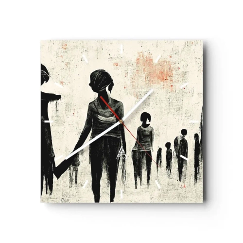 Ceas de perete - Ceas pe sticlă - Împotriva singurătății - 40x40 cm