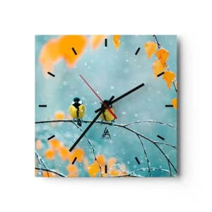 Ceas de perete - Ceas pe sticlă - Bârfele păsărilor - 30x30 cm