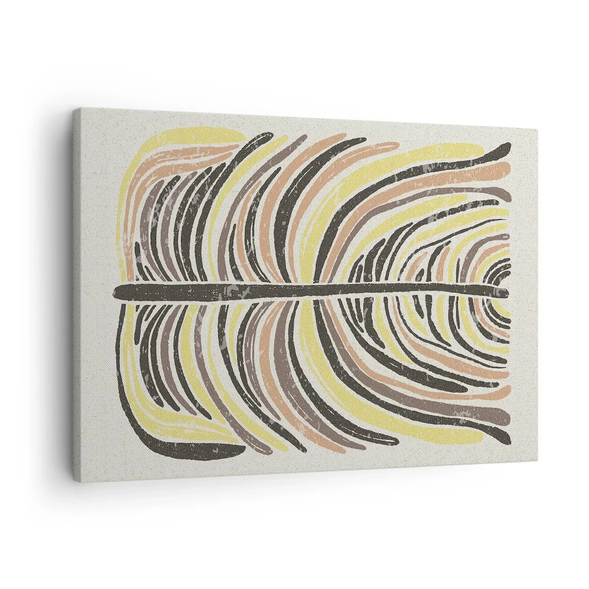 Tablou pe pânză Canvas - Motiv abstract cu frunze în tonuri pământii - 70x50cm - Abstracția plină de viață - Decorațiune modernă pentru perete pentru living și dormitor ARTTOR
