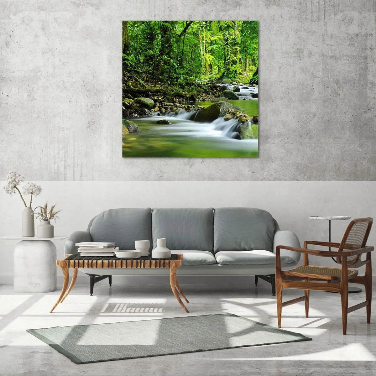 Tablou pe sticlă - Să înotăm într-o mare de verde - 40x40 cm