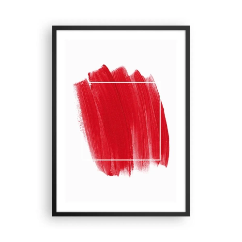 Poster în ramă neagră - Pensulă roșie cu contur alb în stil minimalist - 50x70cm - În afara cadrului - Decorațiune modernă pentru perete pentru living și dormitor ARTTOR