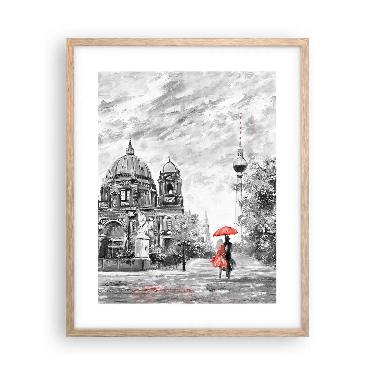 Poster în ramă de stejar deschis - Reuniune în Berlin - 40x50 cm