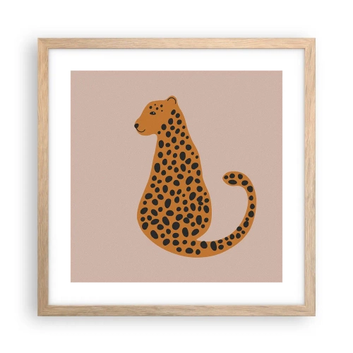 Poster în ramă de stejar deschis - Modelul leopard este tot timpul la modă - 40x40 cm