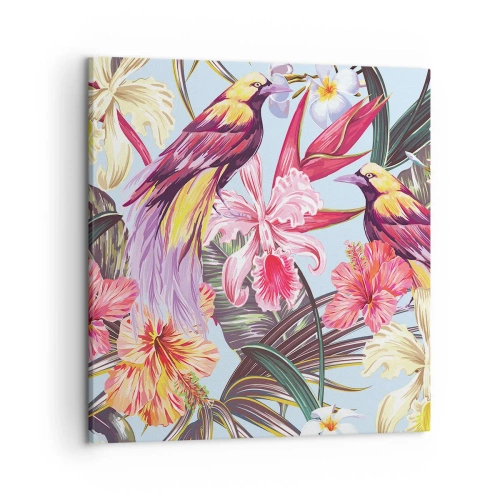 Tablou pe pânză - Petale și pene - 50x50 cm