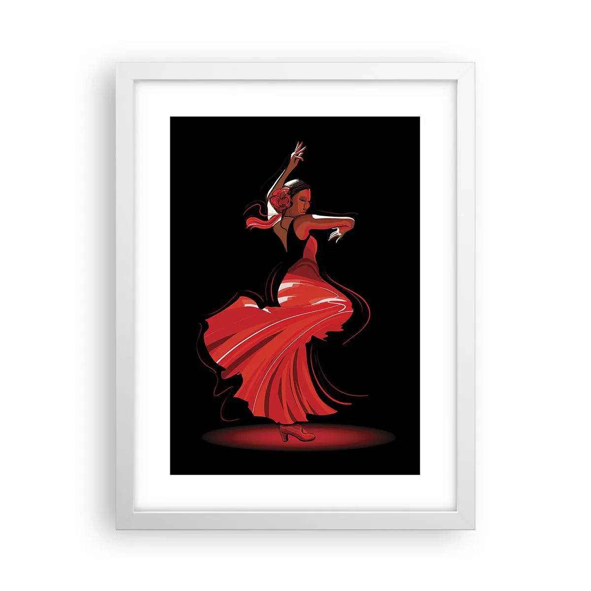 Poster în ramă albă - Spiritul înflăcărat al flamenco-ului - 30x40 cm