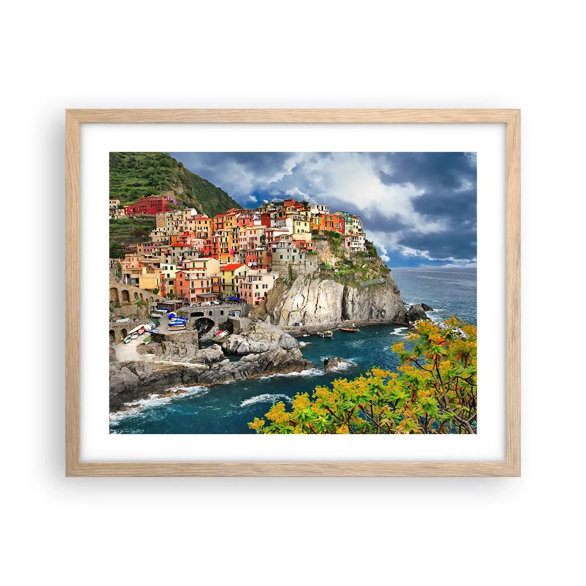Poster în ramă de stejar deschis - Îmbrățișați de stânci - 50x40 cm