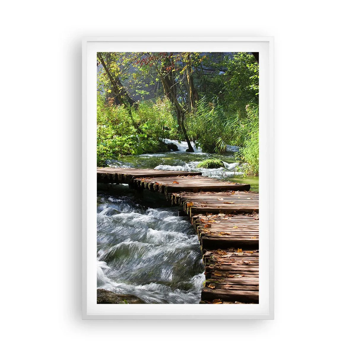 Poster în ramă albă - Cascadă spumoasă - 61x91 cm