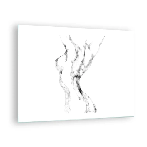 Tablou pe sticlă - Contur feminin abstract, format din linii negre, fumurii - 70x50cm - Frumoasa și puternică - Decorațiune modernă pentru perete pentru living și dormitor ARTTOR