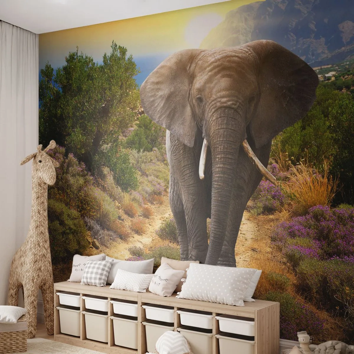 Tapet Premium Sand - Iată cum arăta Edenul - Animale, Elefant, Safari - 450x315 cm