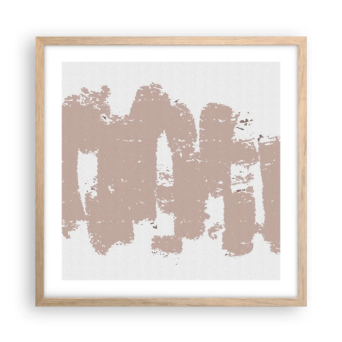 Poster în ramă de stejar deschis - Abstracție în roz moale - 50x50 cm
