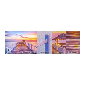 Mostră tapet Premium Sand - Tăcerea serii în liliac-auriu - Peisaj, Mare, Dafin - 100x30 cm