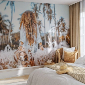 Tapet Premium Sand - Născută din puful de iarbă - Femeie, Epocă, Boho - 100x70 cm