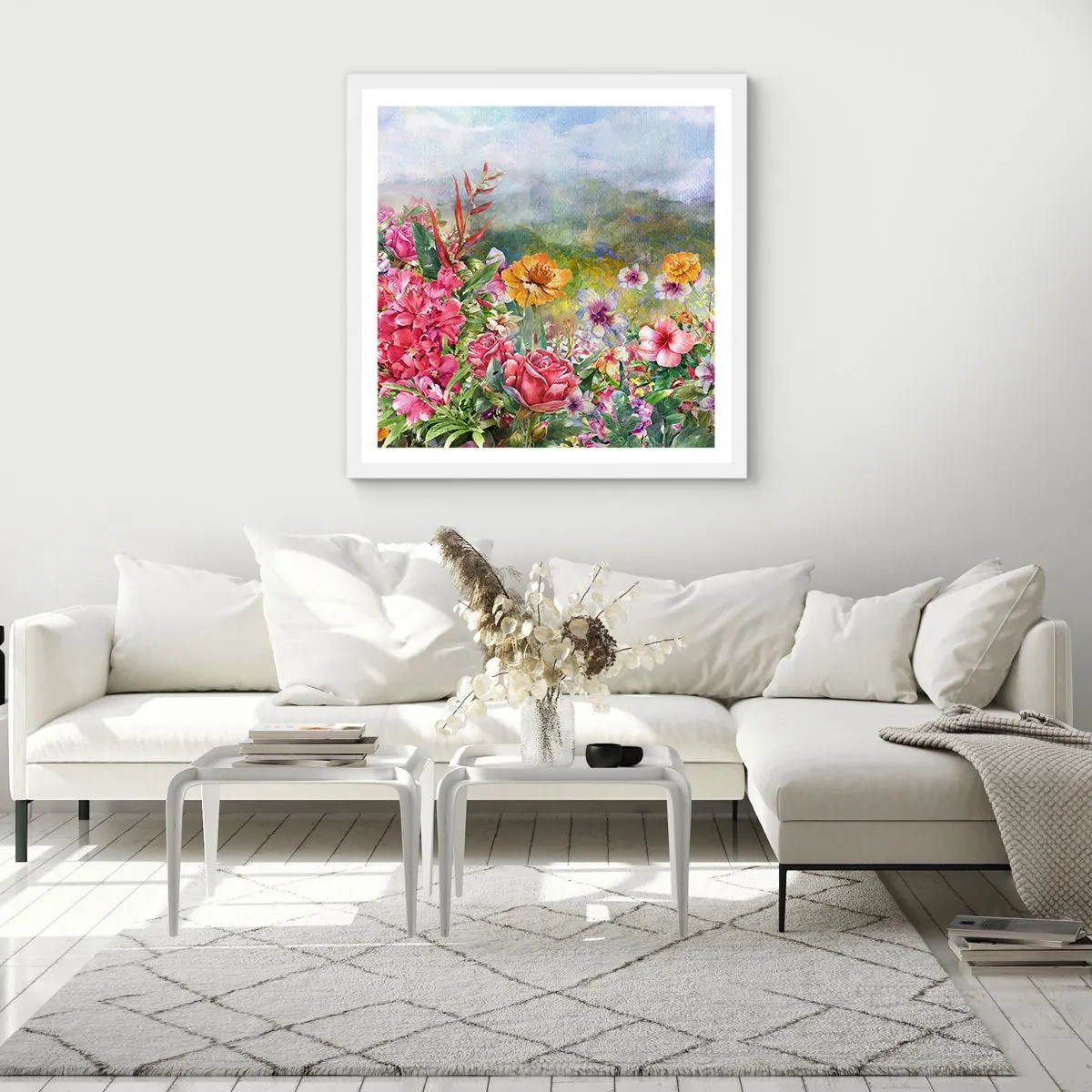 Poster în ramă albă - O grădină înnebunită - 30x30 cm