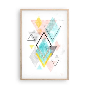 Poster în ramă de stejar deschis - Joc geometric - 61x91 cm