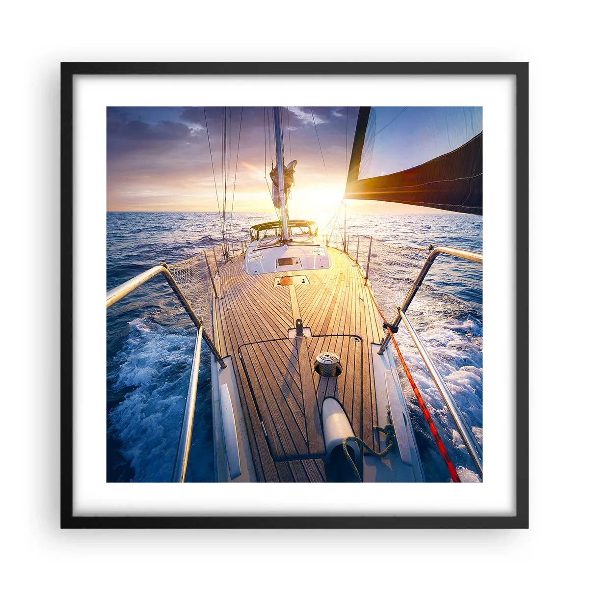 Poster în ramă neagră - Alergând pe valuri - 50x50 cm