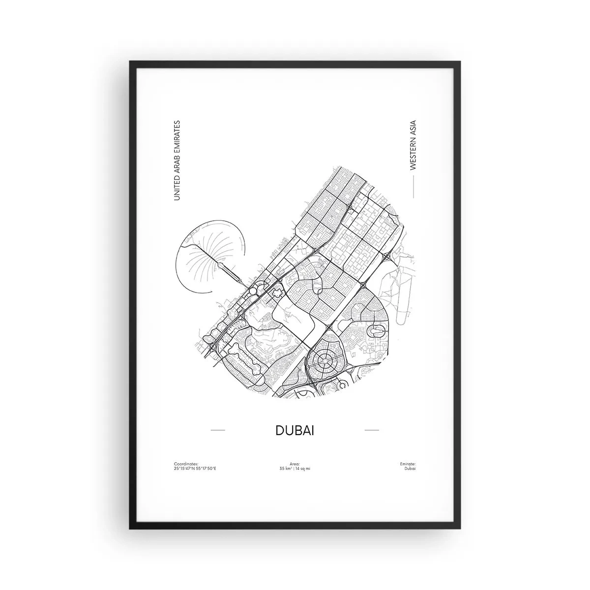 Poster în ramă neagră - Anatomia Dubaiului - 70x100 cm