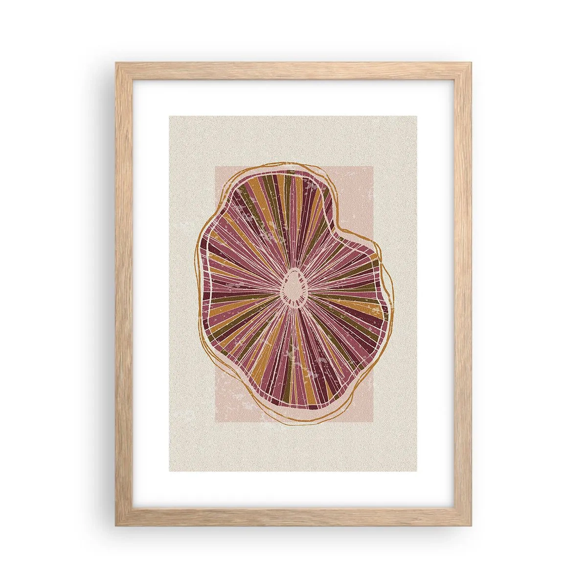 Poster în ramă de stejar deschis - Abstracția radială - 30x40 cm