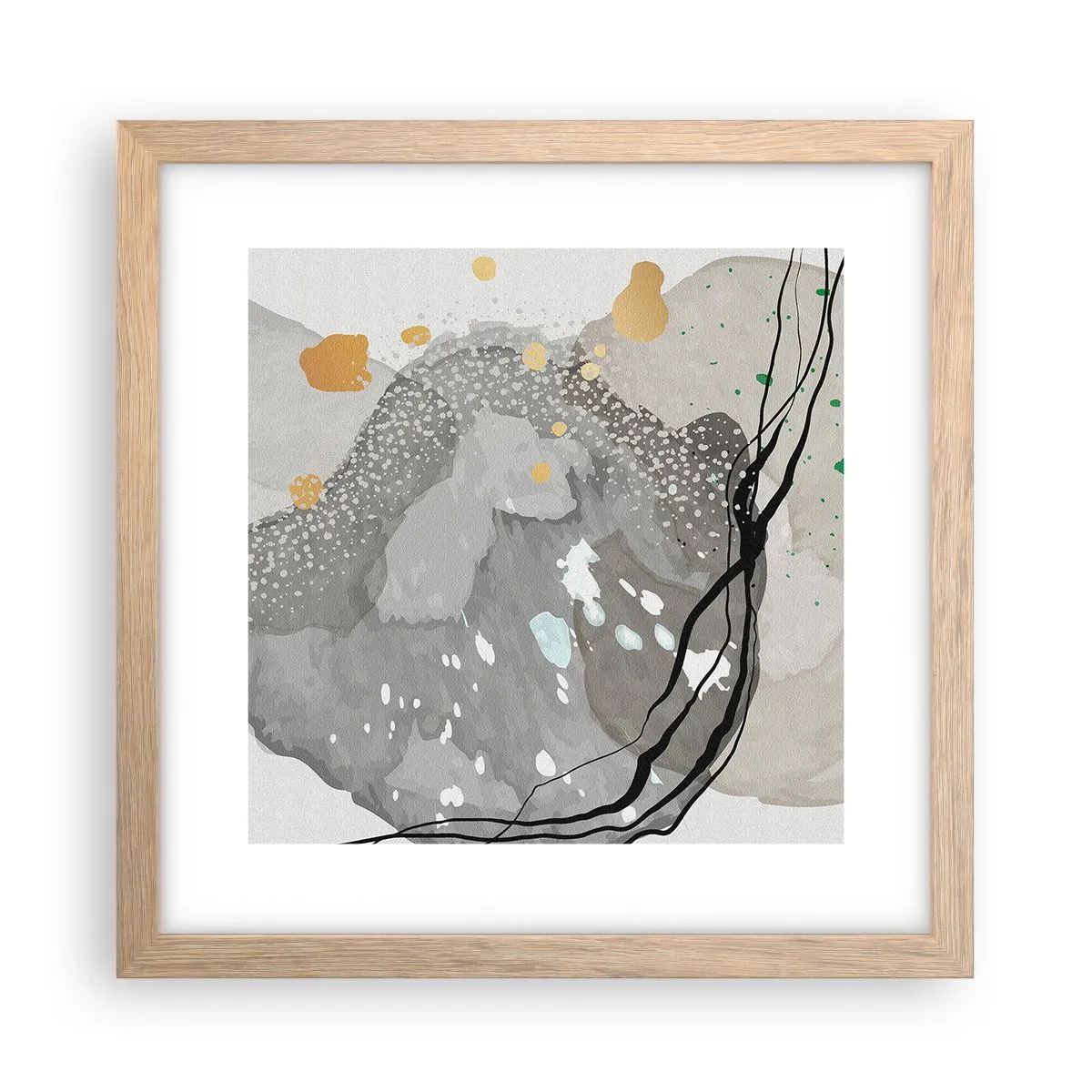 Poster în ramă de stejar deschis - Compoziție organică - 30x30 cm