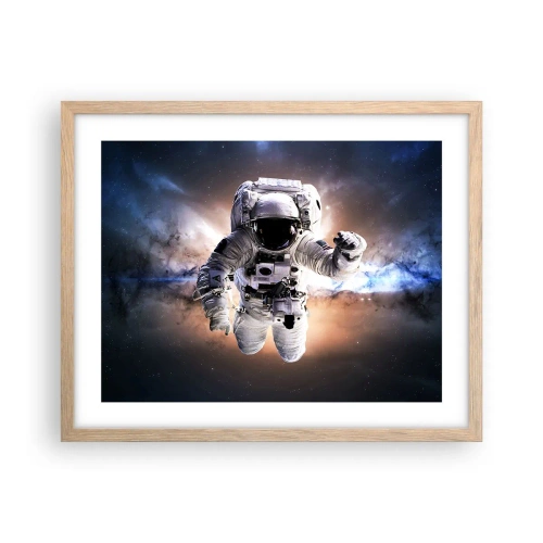 Poster în ramă de stejar deschis - Salutări din spațiul cosmic - 50x40 cm
