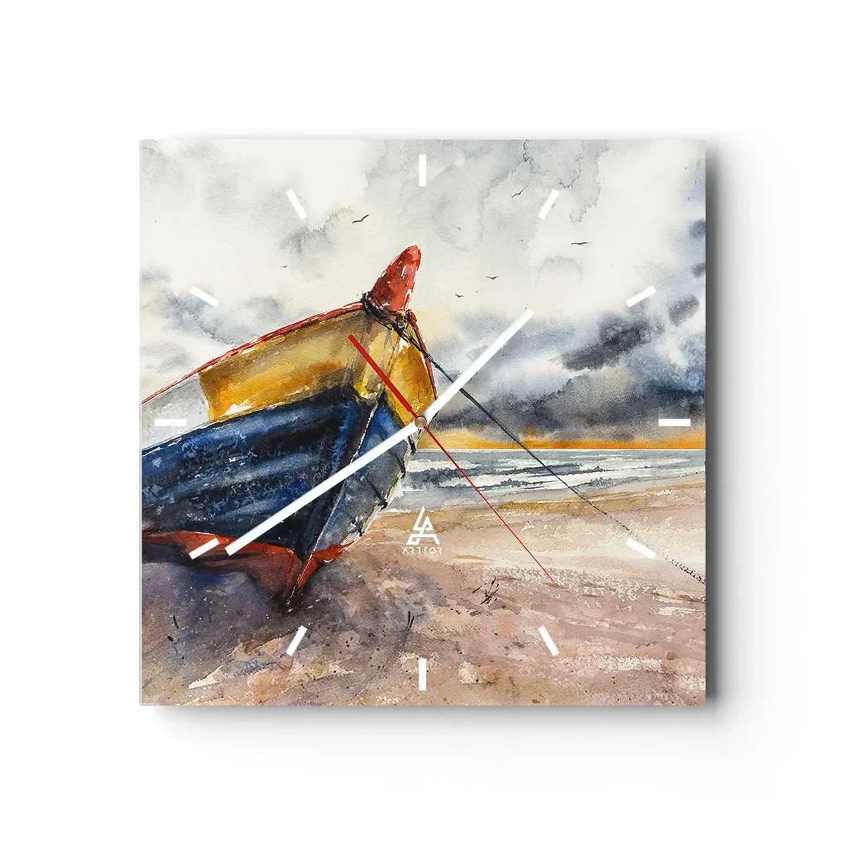 Ceas de perete - Ceas pe sticlă - Se odihnește pe țărm - 30x30 cm