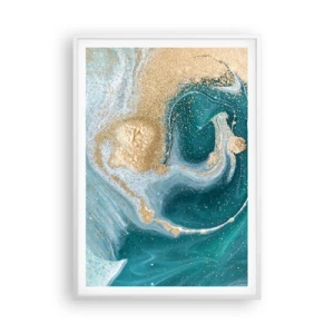 Poster în ramă albă - Vârtej de aur și turcoaz - 70x100 cm