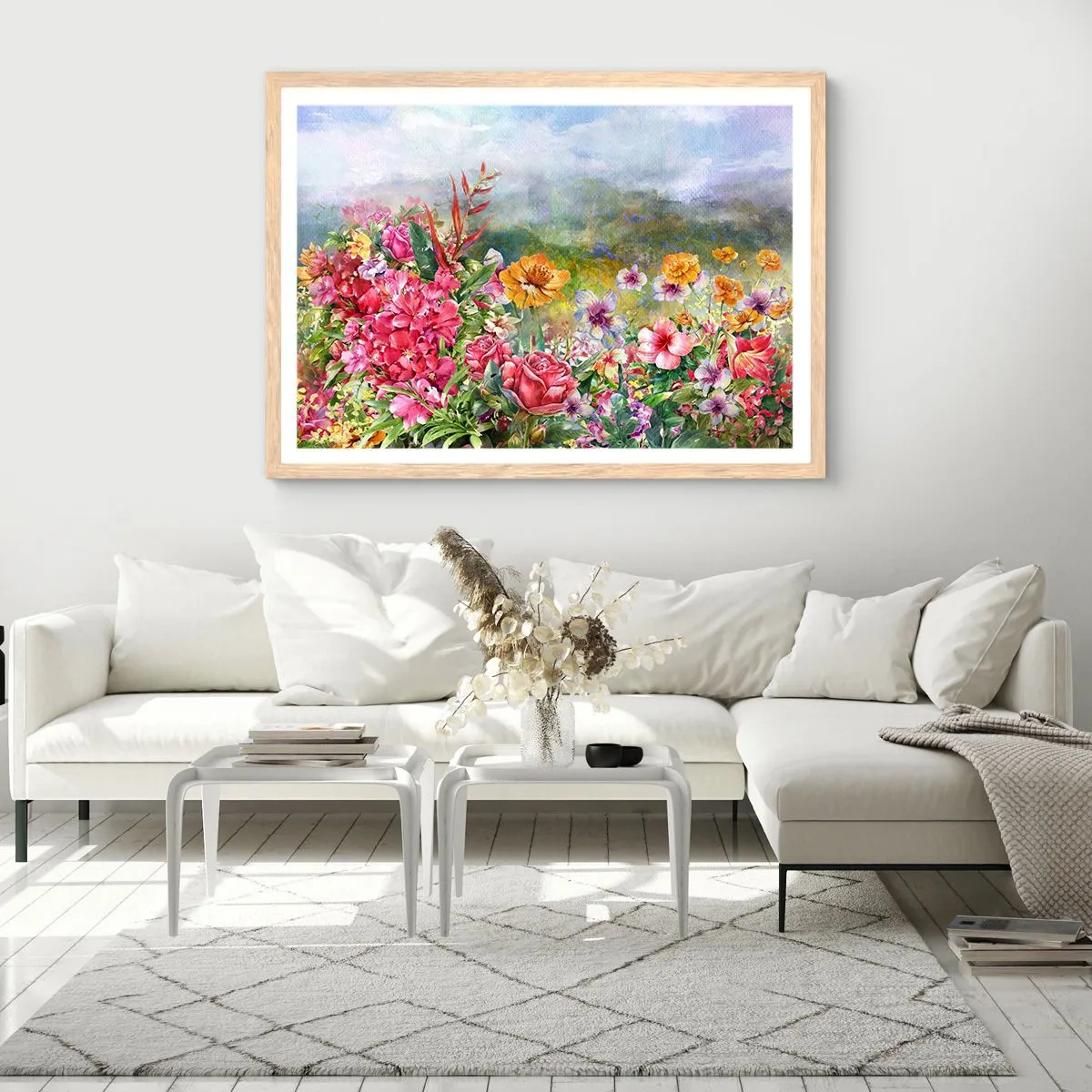 Poster în ramă de stejar deschis - O grădină înnebunită - 50x40 cm