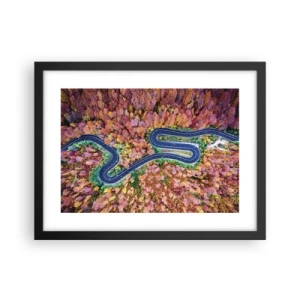 Poster în ramă neagră - Un drum șerpuit prin pădure - 40x30 cm