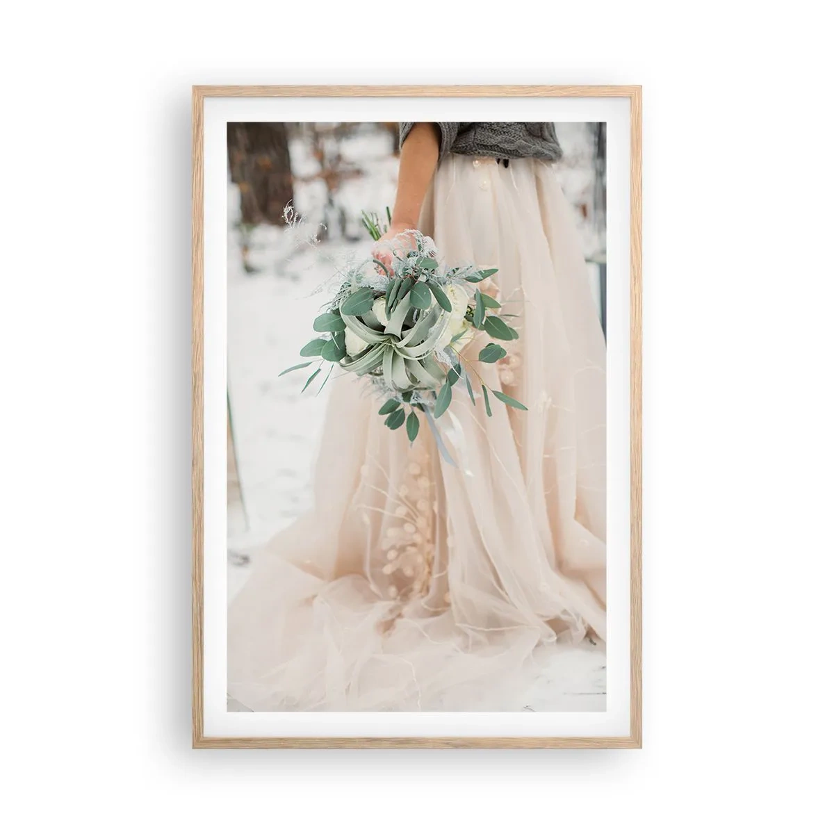 Poster în ramă de stejar deschis - Și au trăit fericiți până la adânci bătrâneți - 61x91 cm