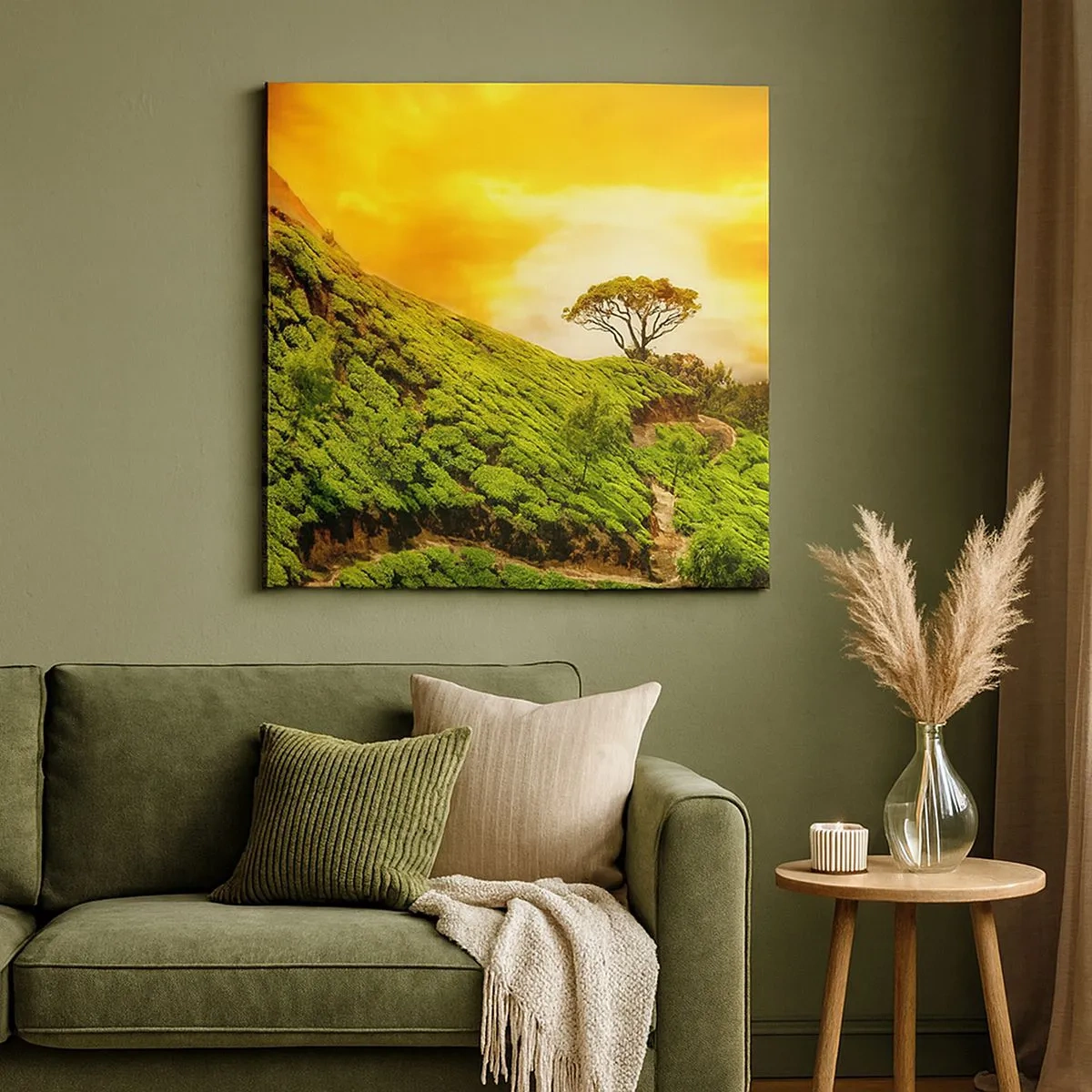 Tablou pe pânză - O cărare sinuoasă, o pantă verde - 30x30 cm